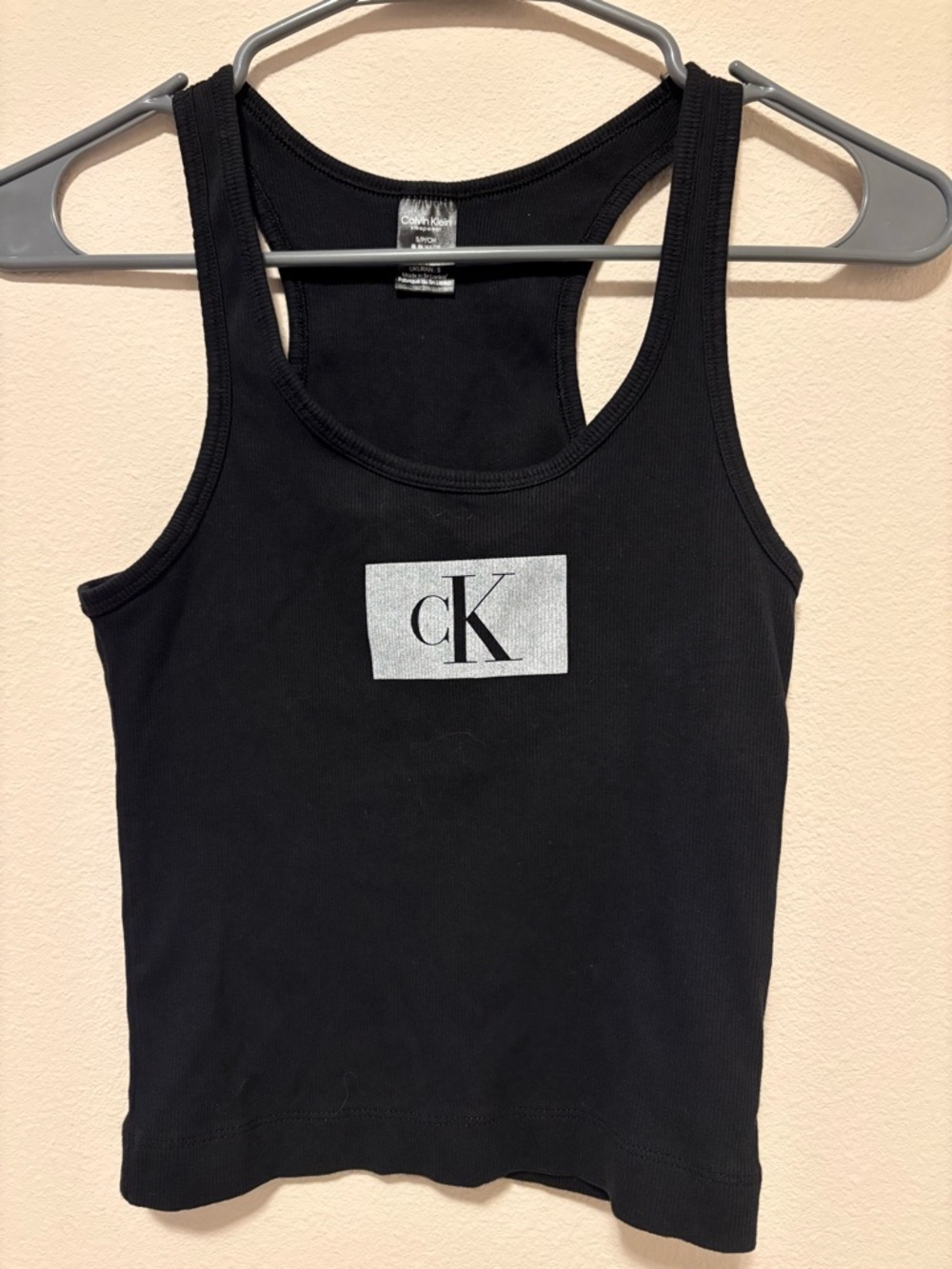 Calvin Klein Black Tank Top with Silver CK Logo